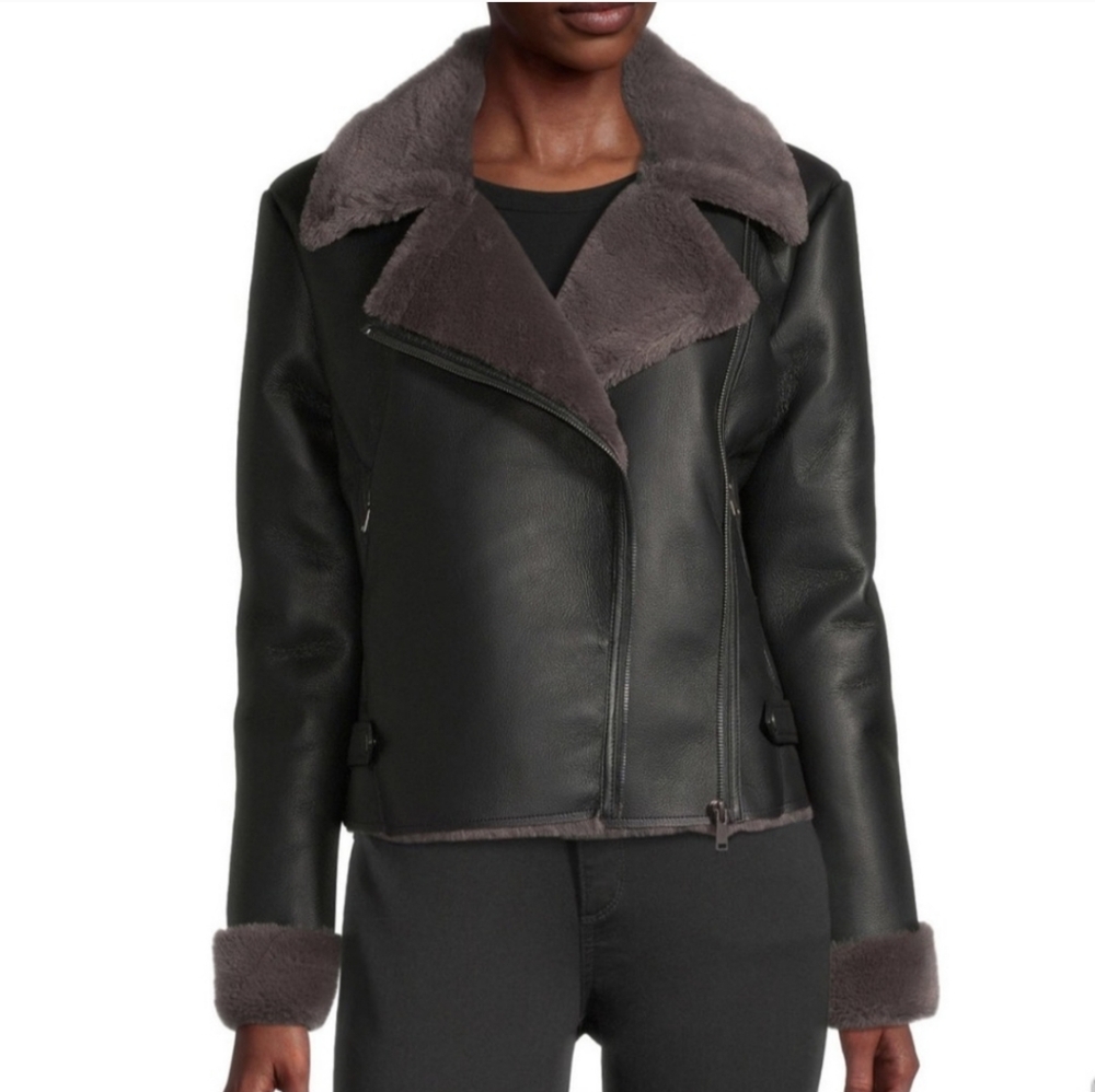 a.n.a Midweight Fur Lined Motorcycle Jacket size XL/16 - Picture 11 of 12